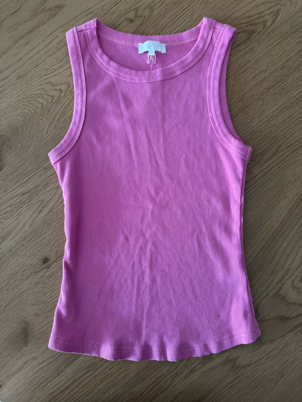 Meshki Pink Ribbed Crewneck Tank Top
